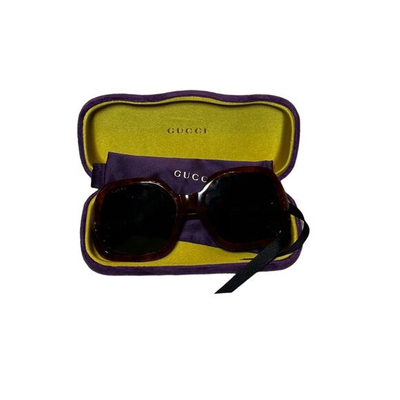 Gucci GG Squared Frame GG0625S Glasses in Havana Brown Oversized Sunglasses - Picture 5 of 7